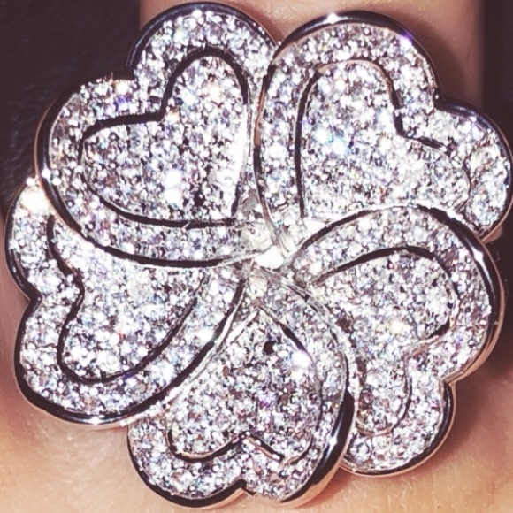 PP AAA CZ Hearts inside Heart Petals 27mm Sz 8.5 - Picture 4 of 8